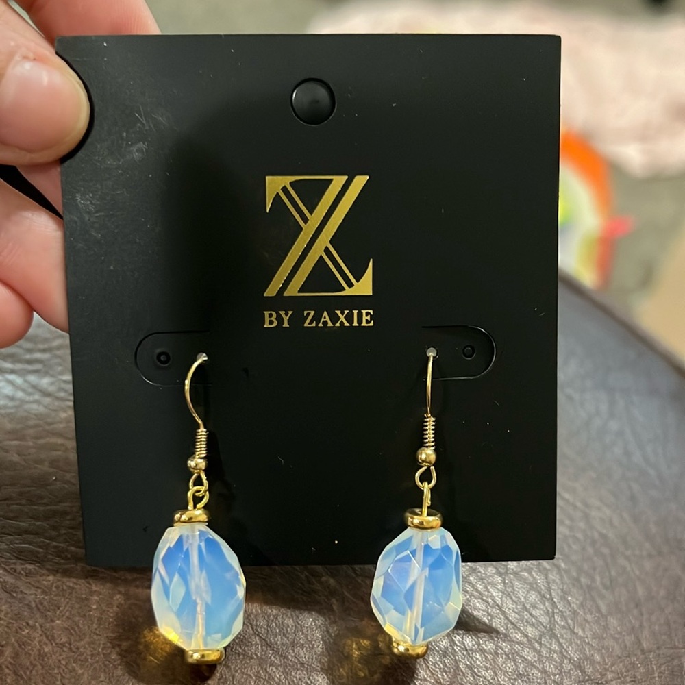 3/$18 Z by Zaxie Moon Stone Drop Pierced Earrings- New - Lot 402